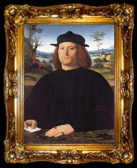 framed  Solario Portrait of Giovanni Cristoforo Longoni, ta009-2
