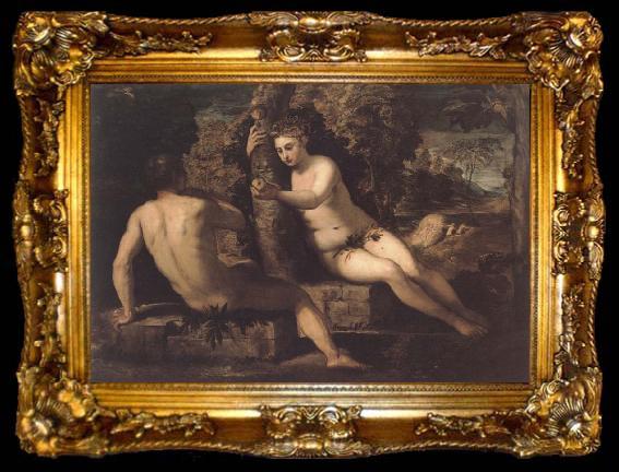 framed  Tintoretto The funf senses with landscape, ta009-2