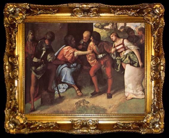 framed  Giorgione The Adulteress brought Before Christ, ta009-2