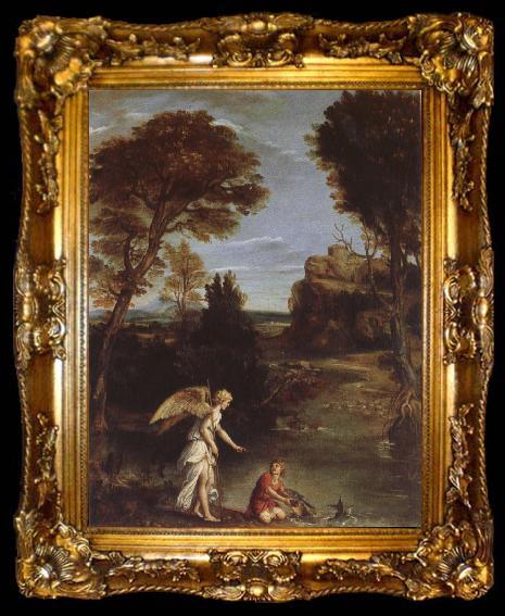 framed  Domenichino Landscape with Tobias as far hold of the fish, ta009-2