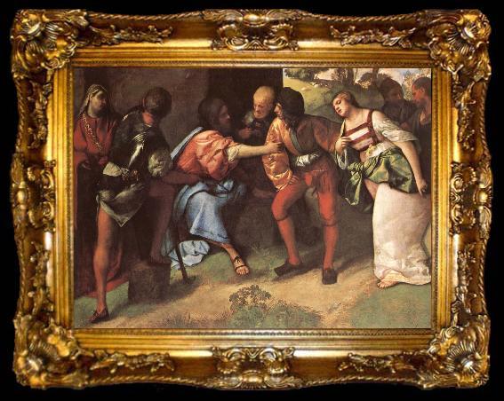 framed  Giorgione The Adulteress brought before christ Giorgione, ta009-2