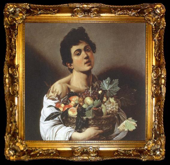 framed  Caravaggio boy with a basket of fruit, ta009-2