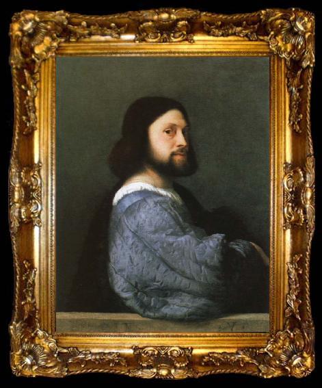 framed  Titian portrait of a man, ta009-2