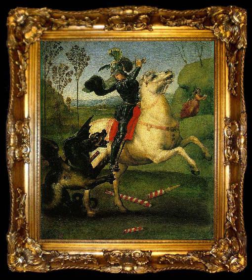 framed  Raphael Saint George and the Dragon, a small work, ta009-2