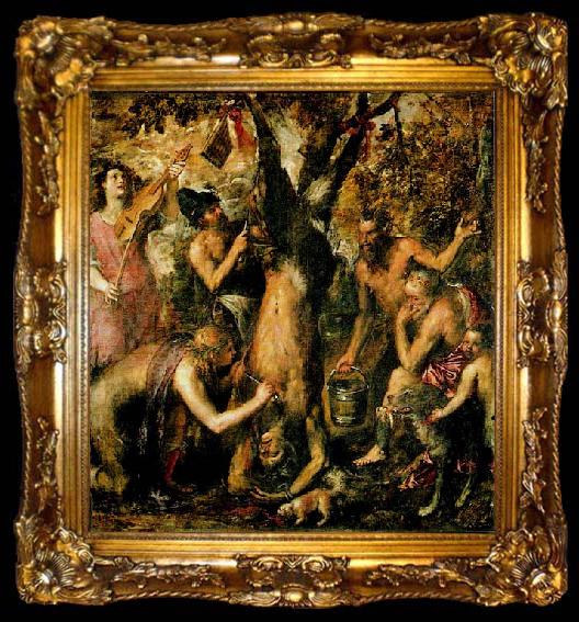 framed  Titian The Flaying of Marsyas, little known until recent decades, ta009-2