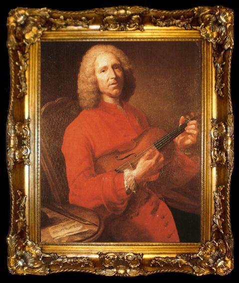 framed  rameau jean philippe rameau with his violin, a famous portrait by joseph aved, ta009-2
