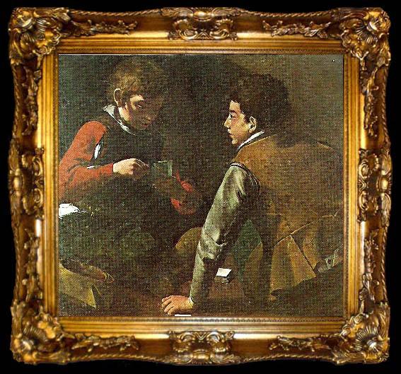 framed  Caravaggio card-players, c, ta009-2