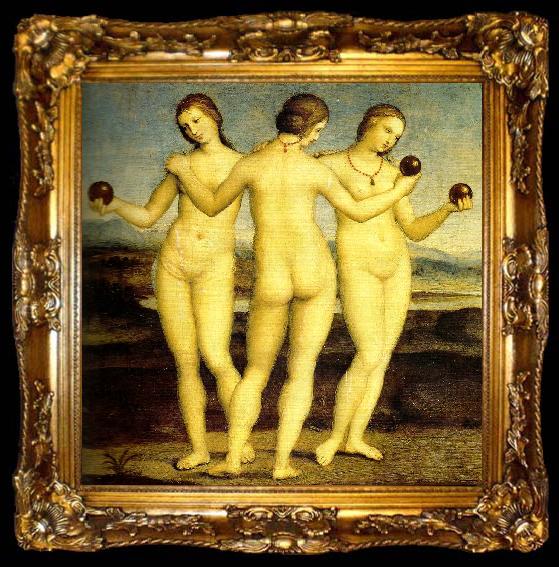 framed  Raphael three graces muse