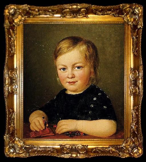 framed  Anonymous Child with toy figures, ta009-2