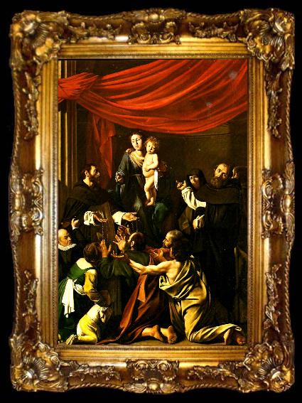 framed  Caravaggio madonnan med rosenkransen, ta009-2
