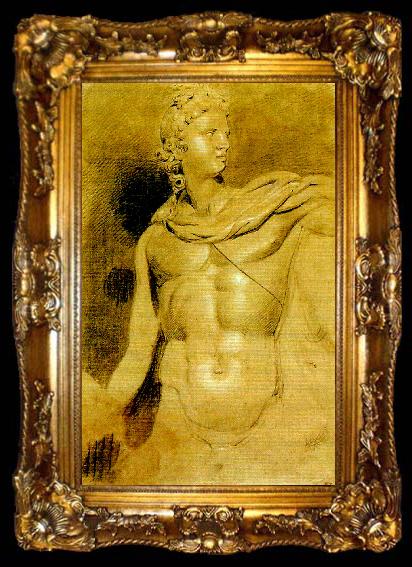 framed  J.M.W.Turner study of the head and torso of the apollo belvedere, ta009-2