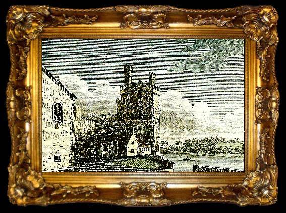 framed  J.M.W.Turner caernarvon castle from picturesque views of the antiquities of england and wales, ta009-2