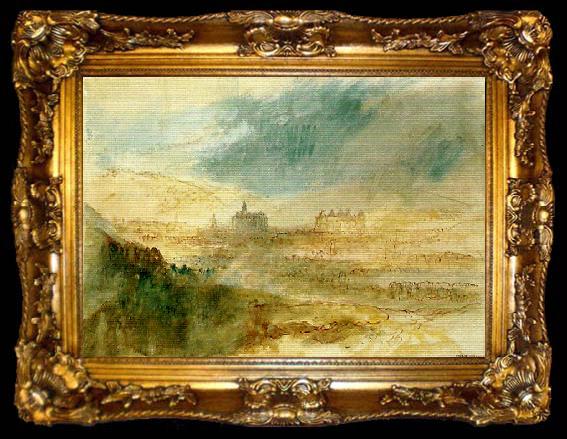 framed  J.M.W.Turner view of eu, with the cathedral and chateau of louis philippe, ta009-2