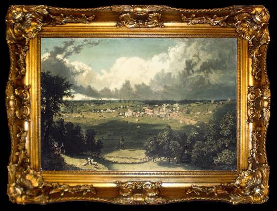 framed  Brooklyn Panoramic Landscape with a View of a Small Town, ta009-2