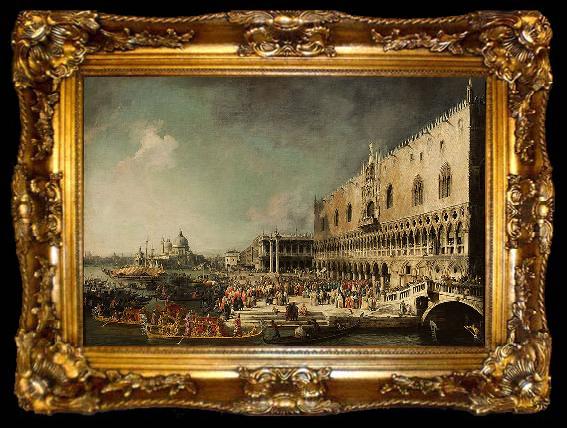 framed  Canaletto The Reception of the French Ambassador Jacques Vincent Languet, Compte de Gergy at the Doge Palace, ta009-2