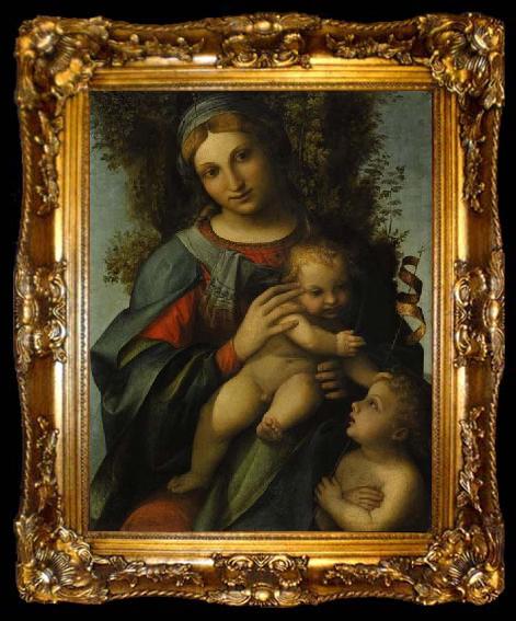 framed  Correggio Madonna and Child with infant St John the Baptist, ta009-2