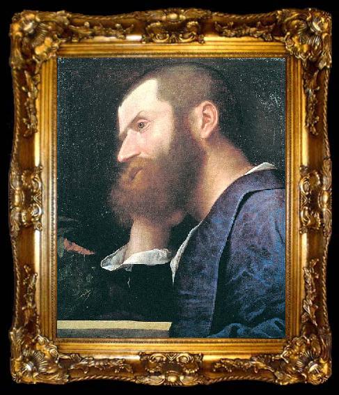 framed  Titian Pietro Aretino, first portrait by Titian, ta009-2