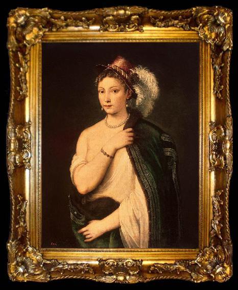 framed  Titian Female Portrait., ta009-2