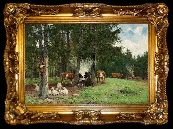 framed  Arborelius Vallflicka med boskap, ta009-2