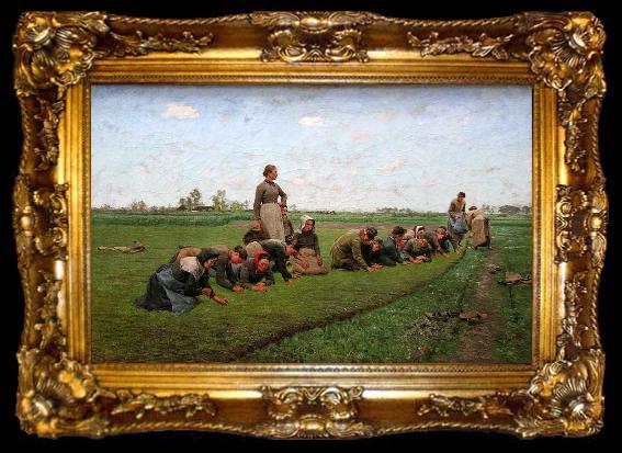 framed  E.Claus Flaxweeding in Flanders, ta009-2