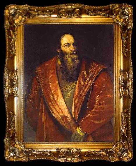 framed  Titian Portrait of Pietro Aretino, ta009-2