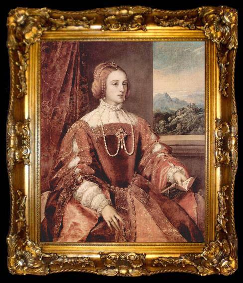 framed  Titian Portrait of Isabella of Portugal, ta009-2