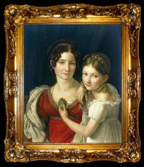 framed  riesener portrait of a mother and daughter, ta009-2
