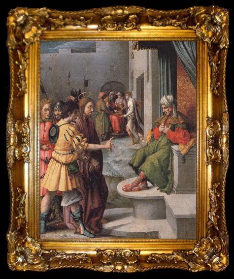 framed  Bachiacca Christ before Caiaphas, ta009-2