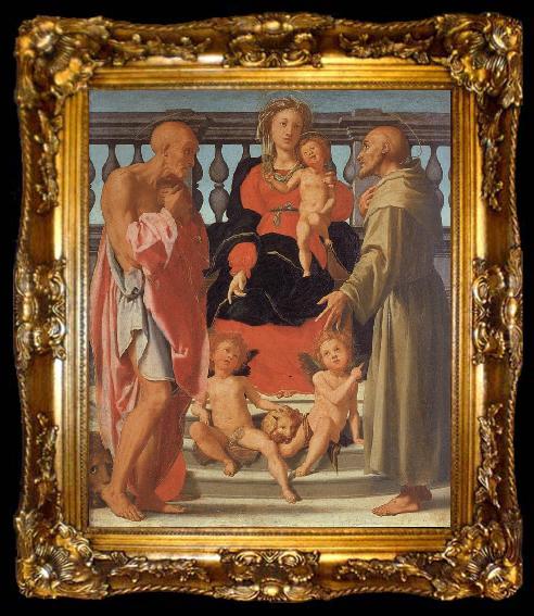 framed  Pontormo Madonna and Child with SS.Jerome and Francis and Two Angels, ta009-2