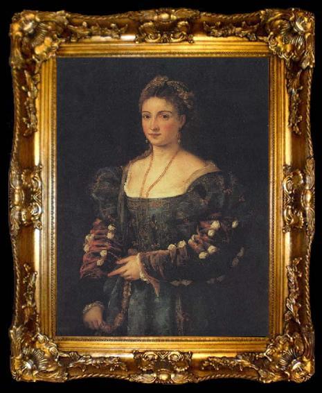 framed  Titian Portrait of a Woman, ta009-2