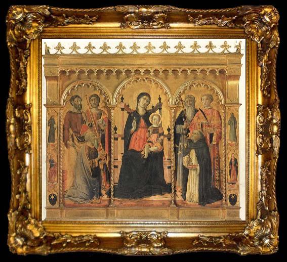 framed  Vecchietta Madonna and Child Enthroned with SS.Bartholomew,James,Eligius,Andrew,Lawrence and Dominic, ta009-2
