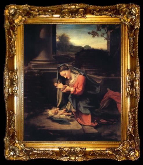 framed  Correggio Madonna worshipping the Child, ta009-2