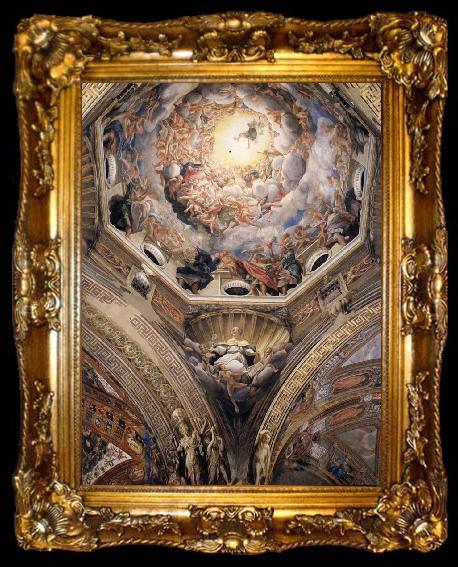 framed  Correggio Partial view of the cupola with the pendentive depicting Saint Hilary, ta009-2