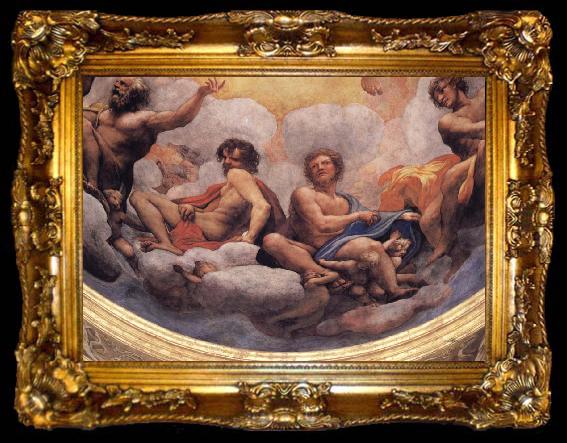 framed  Correggio Details of the cupola with the apostles Philip and Thaddeus,James the Less and Thomas,Andrew and Jomes the Great, ta009-2