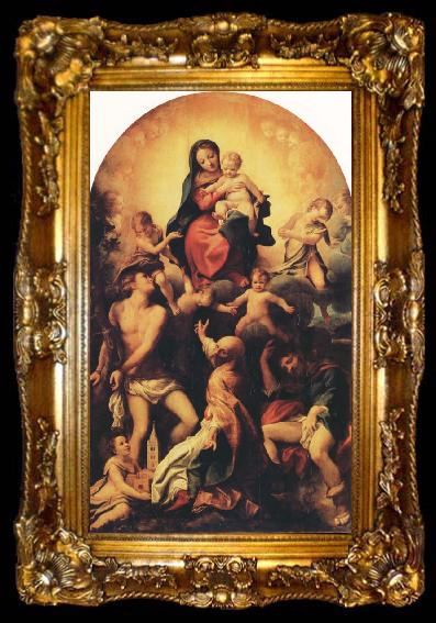 framed  Correggio Madonna with Saint Sebastian, ta009-2