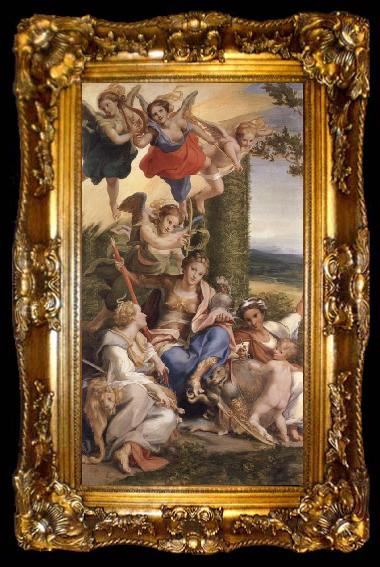 framed  Correggio Allegorie des vertus on La vertu heroique victorieuse des vices, ta009-2