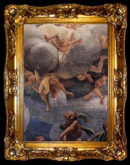 framed  Correggio Assumption of the Virgin,details with Eve,angels,and putti, ta009-2