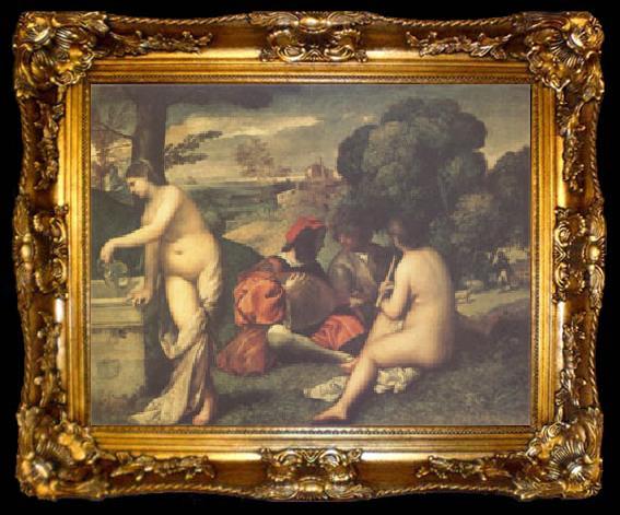 framed  Titian Concert Champetre(The Pastoral Concert) (mk05), ta009-2