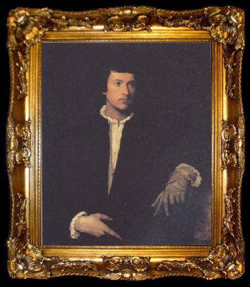 framed  Titian The Man with the Glove (mk05), ta009-2