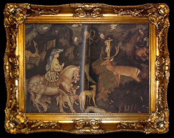 framed  PISANELLO The Vision of St Eustace (mk08), ta009-2