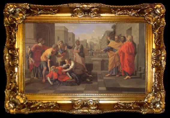 framed  Poussin The Death of Sapphira (mk05), ta009-2