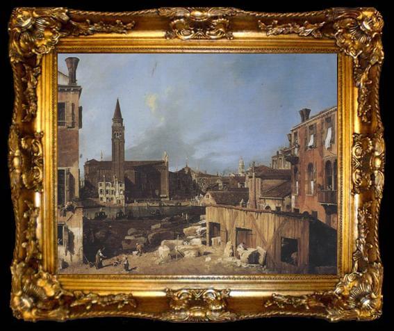 framed  Canaletto La Chiesa e la scuola della Carita,dal laboratorio di marmi di S.Vitale (mk21), ta009-2