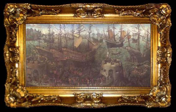 framed  Anonymous The Embarkation of Henry VIII at Dover (mk25), ta009-2