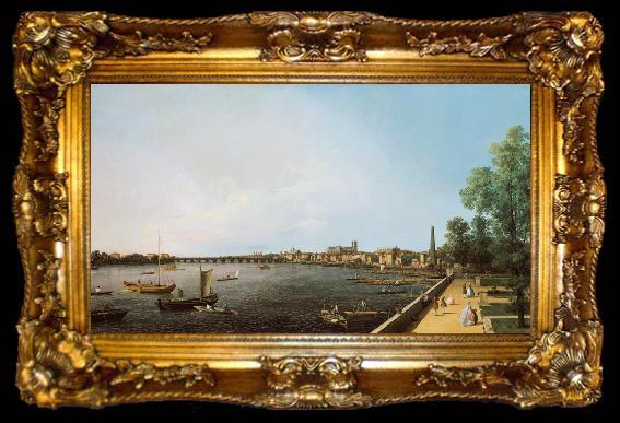 framed  Canaletto View of London: The Thames from Somerset House towards Westminster (mk25), ta009-2