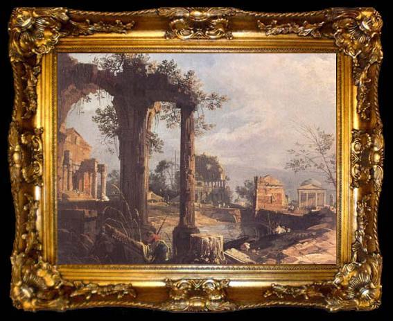 framed  Canaletto A Caprice View with Ruins (mk25), ta009-2