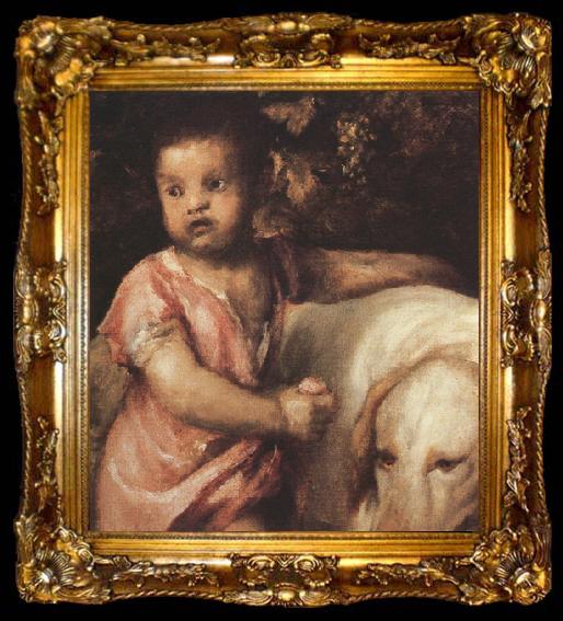 framed  Titian The Child with the dogs (mk33), ta009-2