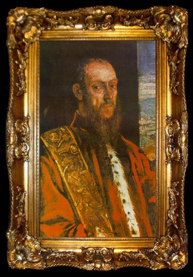 framed  Tintoretto Portrait of Vincenzo Morosini, ta009-2