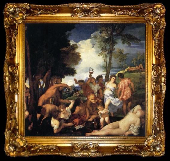 framed  Titian Bacchanal of the Andrians, ta009-2