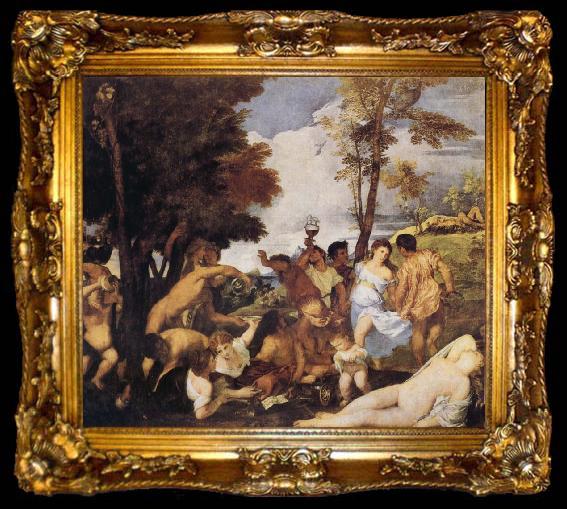 framed  Titian Bacchanalia, ta009-2