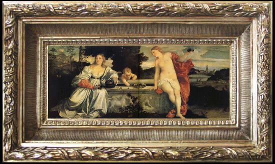framed  Titian Sacred and Profanc Love, Ta021s